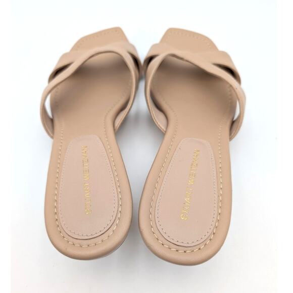 Stuart Weitzman Miami 50 Slide Sandal Women's Golden Beige Size US7 EU38 - Picture 5 of 12